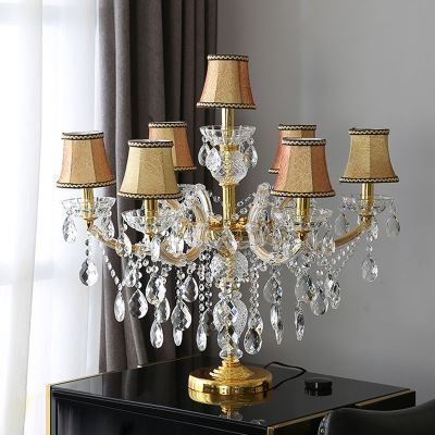 Lampe de luxe  chandelier de table en verre cristal et fer