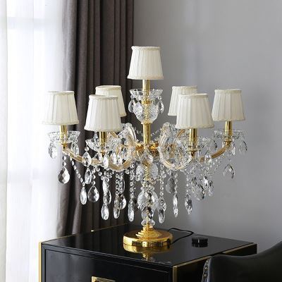 Lampe de luxe  chandelier de table en verre cristal et fer