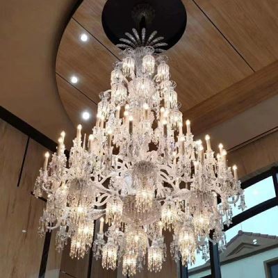 Lustre de luxe XXL en verre cristal et fer