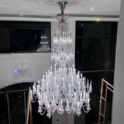 Lustre de luxe XXL en verre cristal et fer