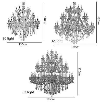 Lustre de luxe M en verre cristal et fer